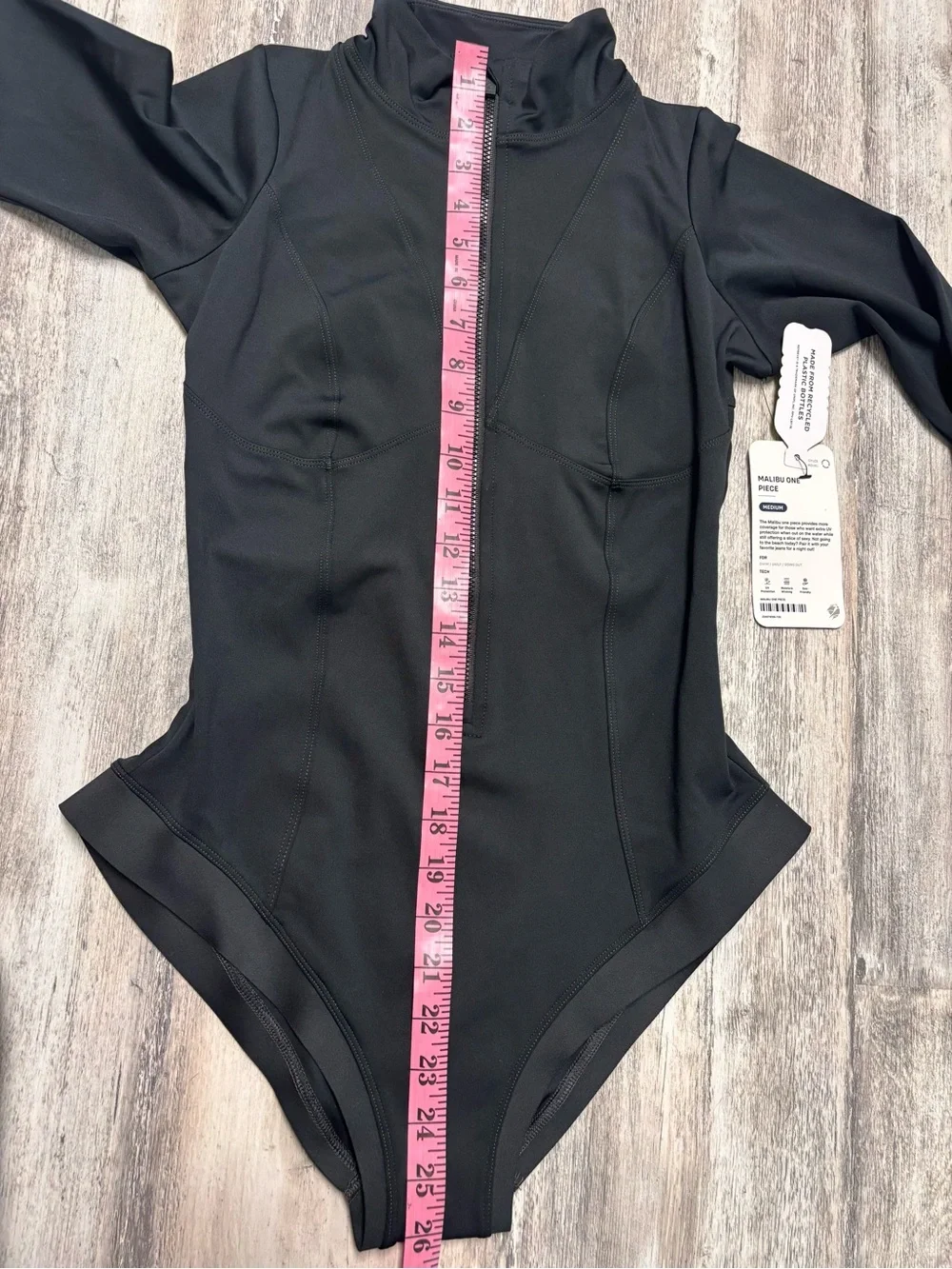 Phoenix Malibu One Piece Swimsuit Womens Black Long Sleeve Zip Front Medium NWT